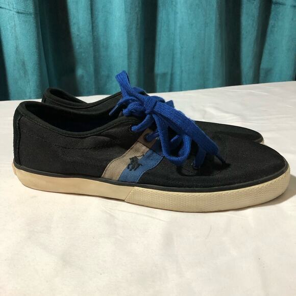 Polo Ralph Lauren mens halford canvas sneakers 9D black blue embroidered pony main image 8